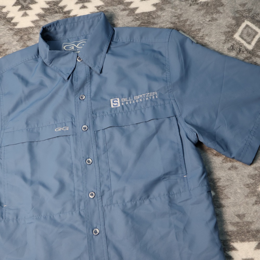 GameGuard Outdoors Blue Short Slv Fishing Shirt Mens S 1023 Ripstop *Comp Logo
